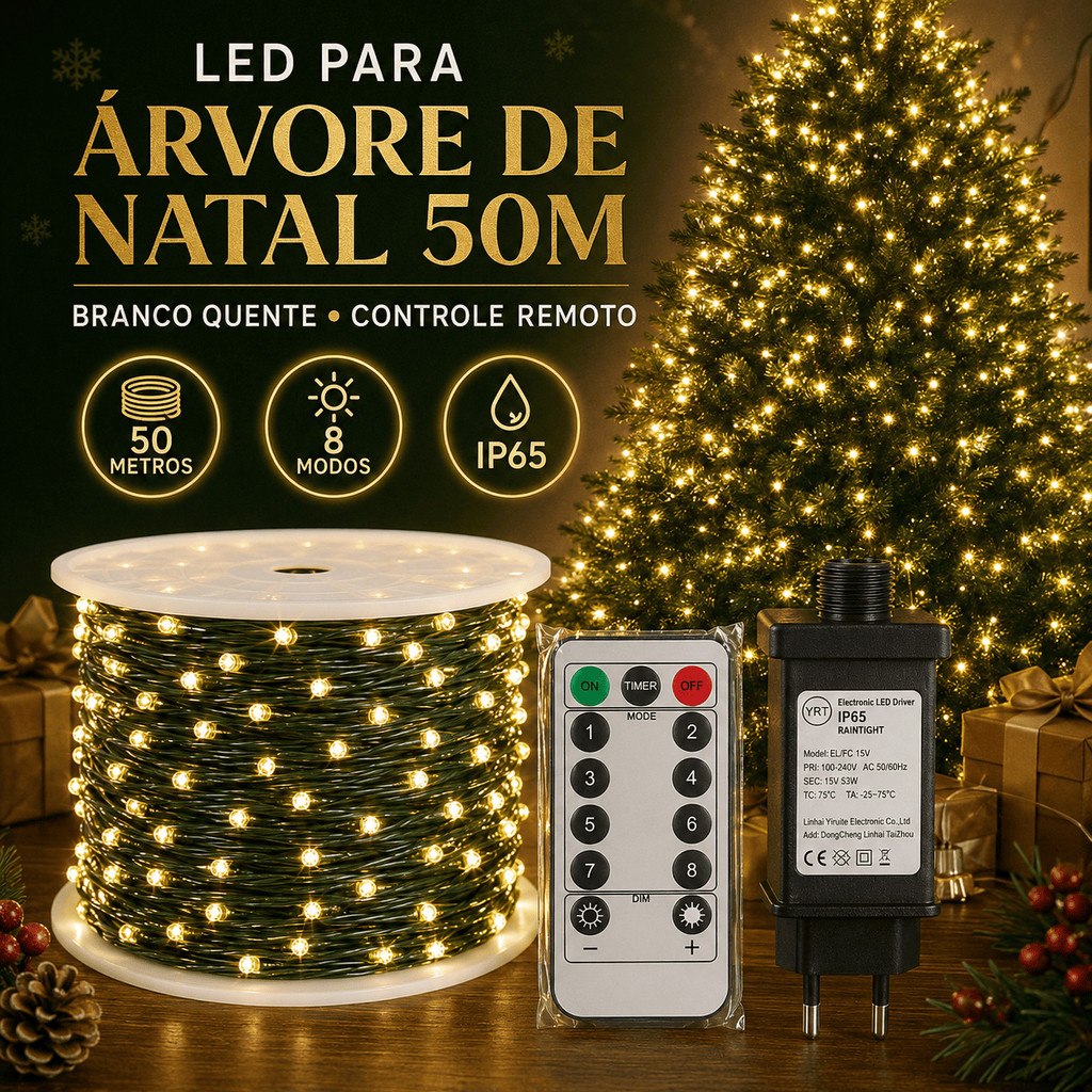 Fio de Fada LED 50m para Árvore de Natal