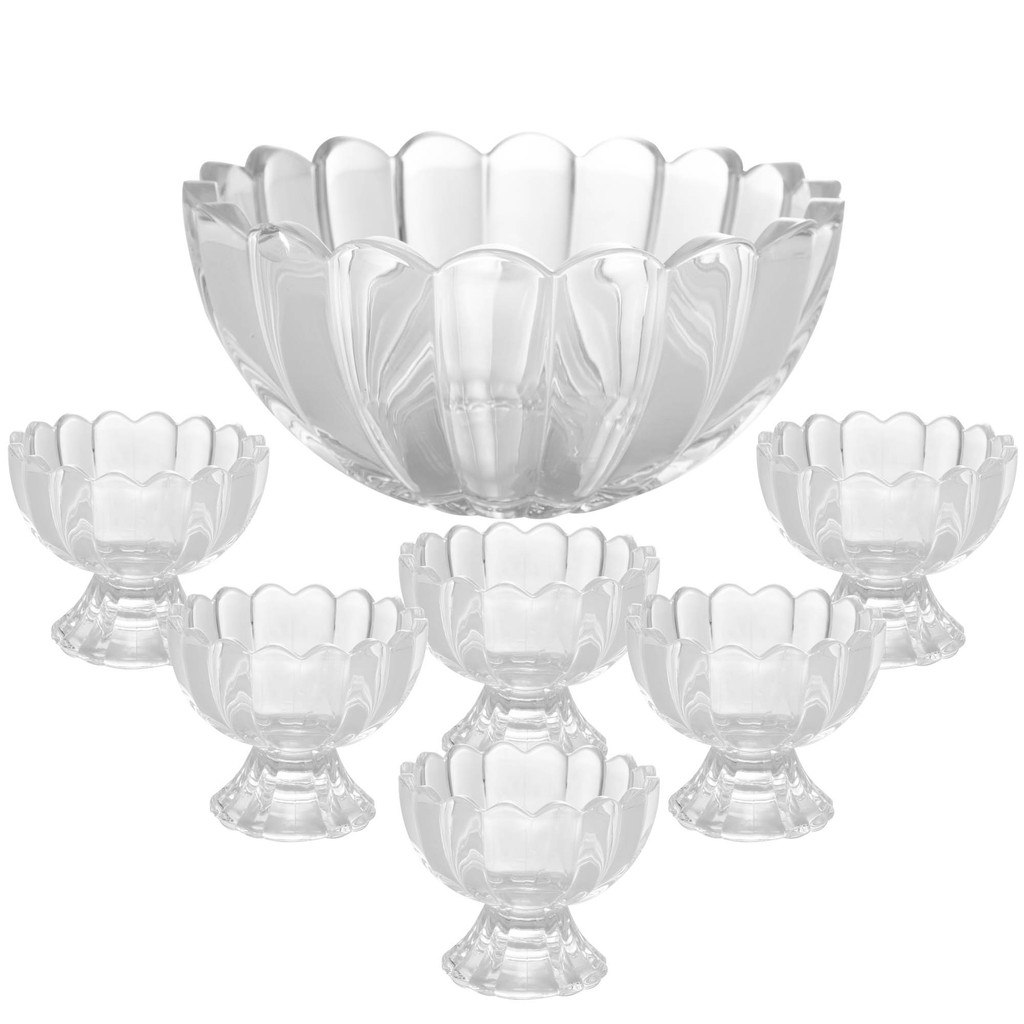Conjunto de Sobremesa Geneva 7 Peças em Vidro Bowl 1,1L + 6 Taças 125ml