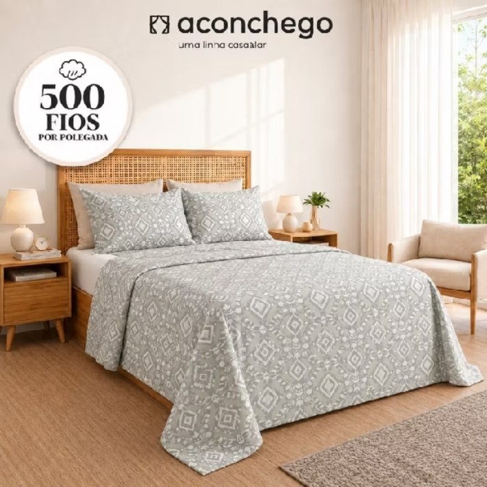 Kit lençol 3 peças 500 Fios Casal Queen King