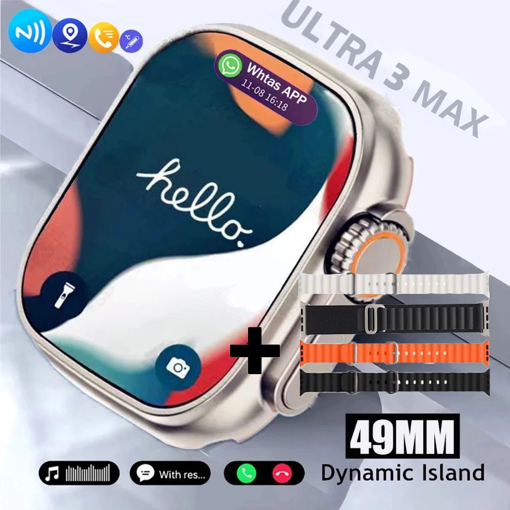 Smartwatch Ultra 3 Max com Carregamento Sem Fio