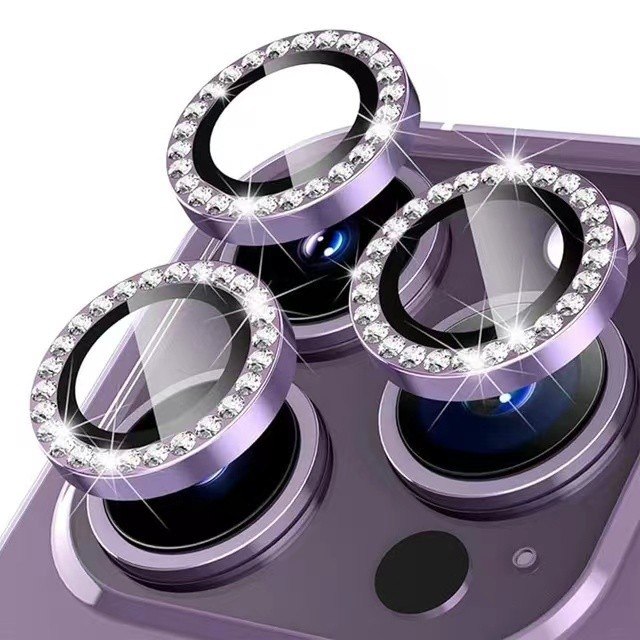 Kit Película Lente de Câmera Brilho Diamante para iPhone