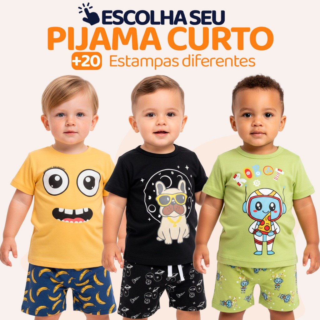 Pijama Curto para Bebê Menino Confortável
