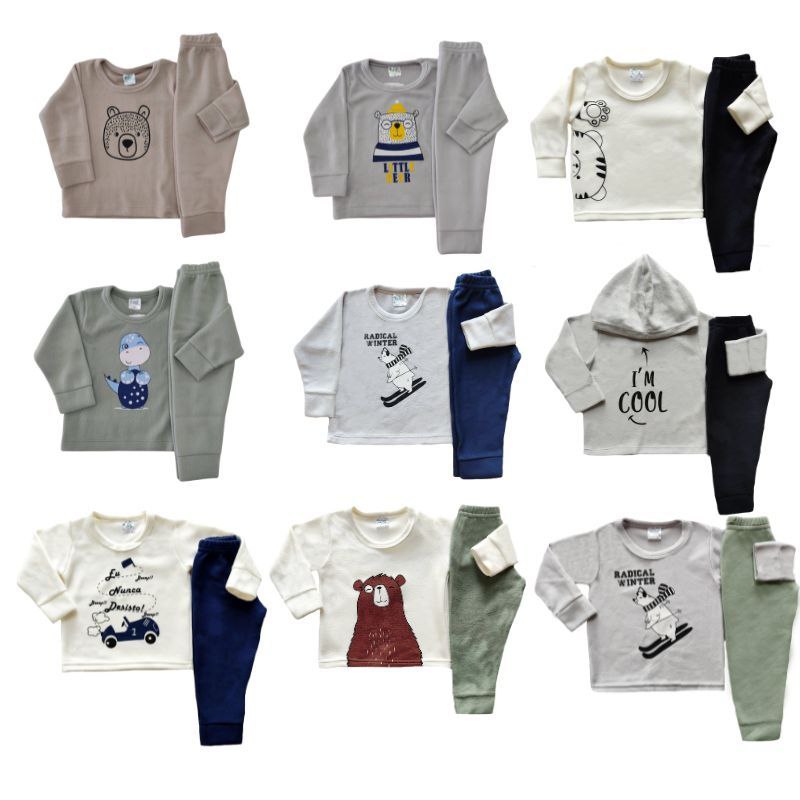 Kit 4 peças Conjuntos Soft Infantil Menino Inverno