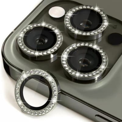 Película de Câmera com Strass Brilho para iPhone 11 a 16