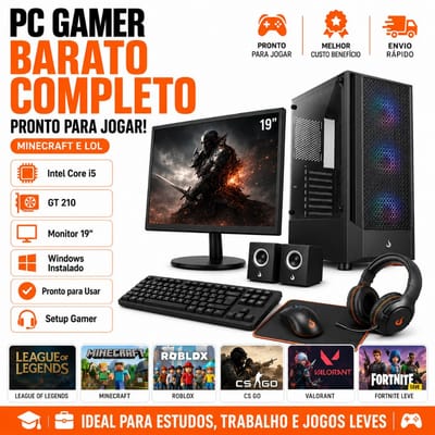 PC Gamer Completo i5 GT 210 SSD+HD 500GB