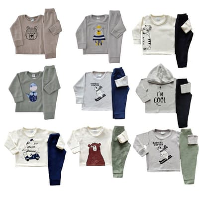 Kit 4 peças Conjuntos Soft Infantil Menino Inverno