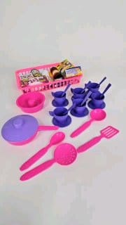 Kit Cozinha Brinquedo Infantil 38 pçs Faz de Conta Panelinhas Xícaras Comidinhas Menina