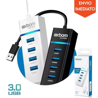 Hub USB 4 Portas 3.0 Super Rápido - Exbom UH-30A