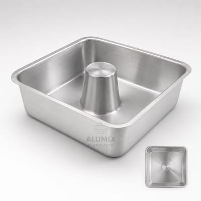 FORMA DE PUDIM E BOLO QUADRADA COM FURO CENTRAL ALUMIX 20X7 - COM NOTA FISCAL