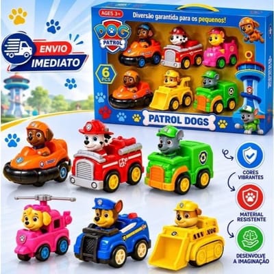 Kit 3/6/9 Carrinho Patrulha Canina Brinquedo Coleção Fricção Brinquedos Corrida Infantil Criança - Envio Imediato