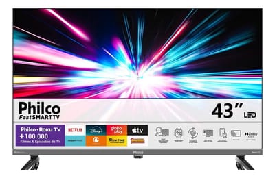 Smart TV 43" Philco P43Vik Roku LED Dolby Audio Wi-Fi HDMI HDR Full HD 110/220V