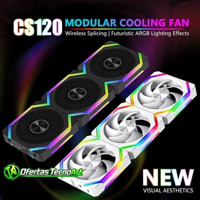 Kit 3 fans UniFan Magnética Jumpeak CS120 aRGB 5v reverse ou normal 360mm cs 120