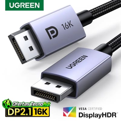 Cabo DisplayPort DP 2.1 UGREEN 4K, 8K, 16K 80Gbps VESA / HDR10+