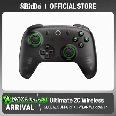 Controle 8BitDo Ultimate 2C, Analógicos Hall Effect, Sem Fio, PC, Windows 10, 11, Steam Deck, Raspberry Pi, Android