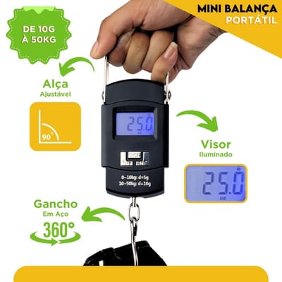 Balança De Bagagem Digital De Mão Com Gancho Até 50kg