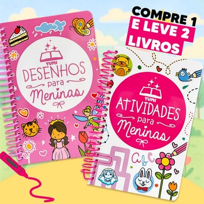 Kit 2 Livros de Desenhos e Atividades para Meninas – Rosa