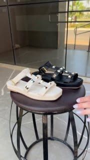 Sandália Feminina Birken Flat Slide Flatform Estilo Moda Brilho Conforto Pirâmides Olzzy