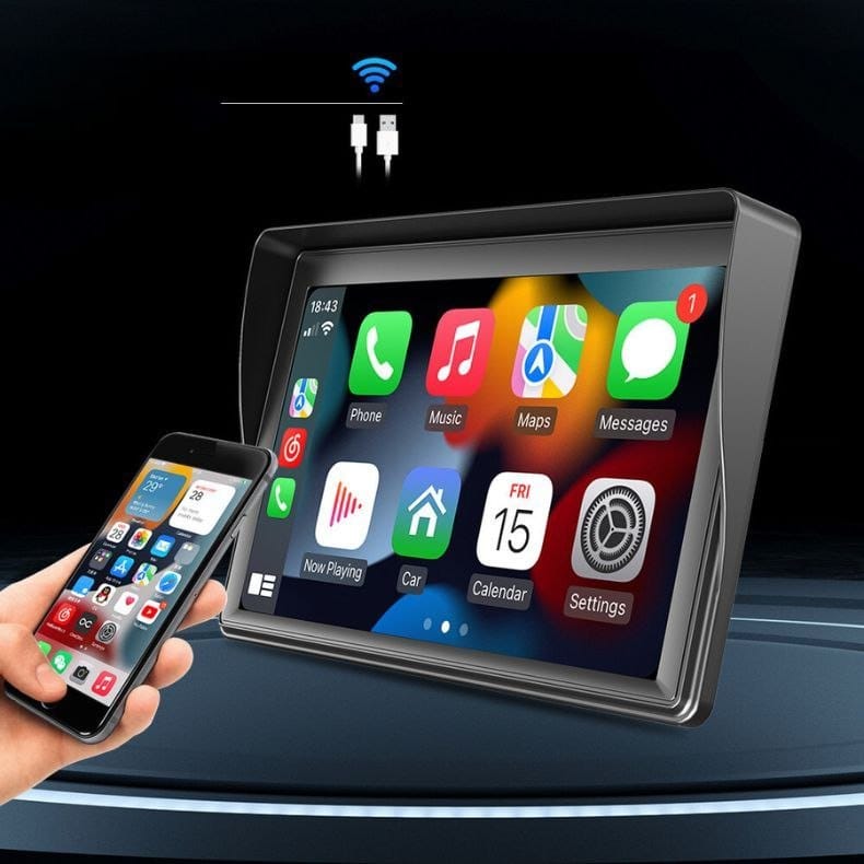 Multimídia Som de Carro Universal Carplay Android e IOS Tela 7" com Câmera de Ré