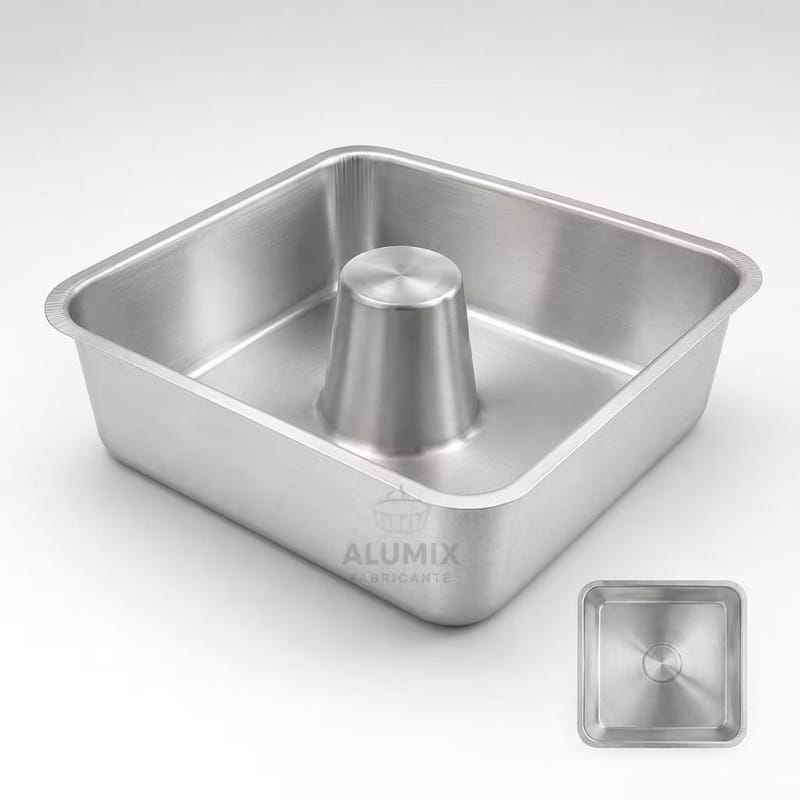 FORMA DE PUDIM E BOLO QUADRADA COM FURO CENTRAL ALUMIX 20X7 - COM NOTA FISCAL