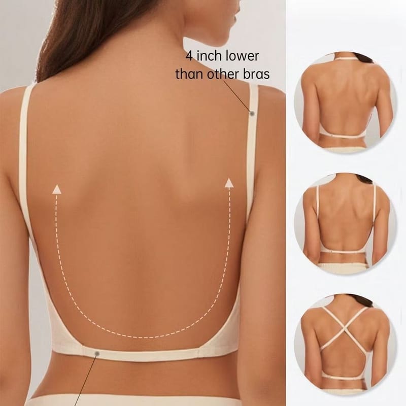 Sutiã sem costura e sem costas em forma de U, sutiã de costas bonitas, push-up para seios pequenos com almofadas para us