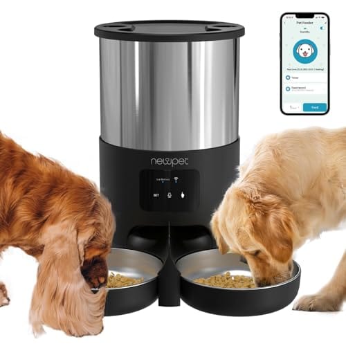 Alimentador Automático para 2 Gatos, Dispensador Automático de Alimentos para Gatos, 20 copos/5L com Controle APP