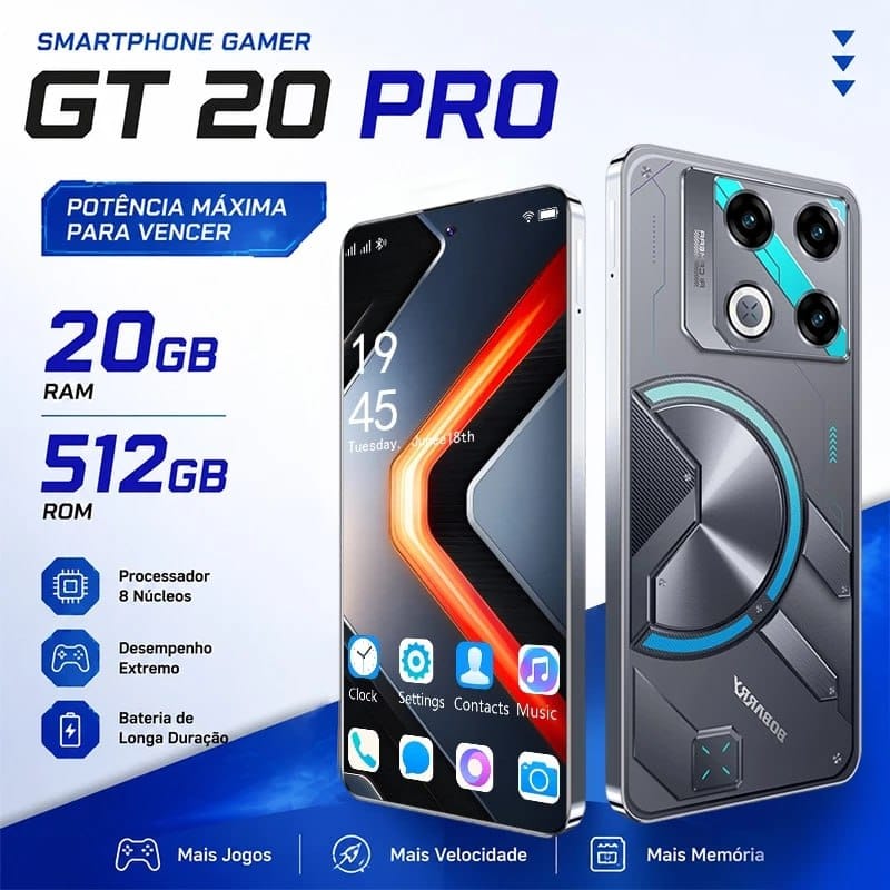 Smartphone GT 20 Pro 5G Tela 6,78" 20GB/512GB Câmera 48MP