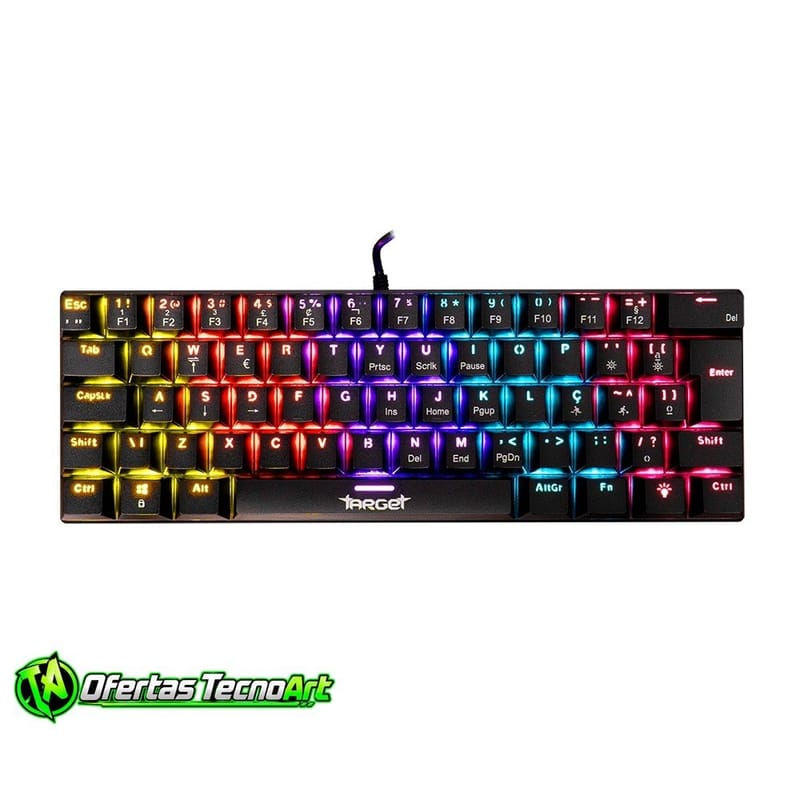 Teclado Mecanico TGT Sherman V3 C1, Rainbow, ABNT2, Switch Marrom, Preto, TGT-SHRC-BR01