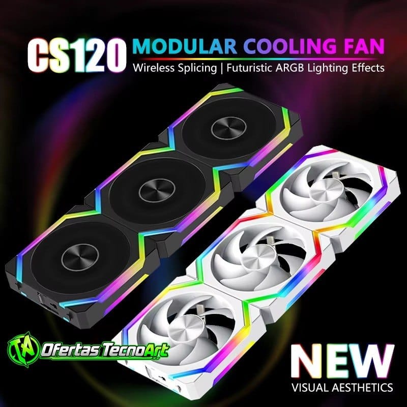 Kit 3 fans UniFan Magnética Jumpeak CS120 aRGB 5v reverse ou normal 360mm cs 120