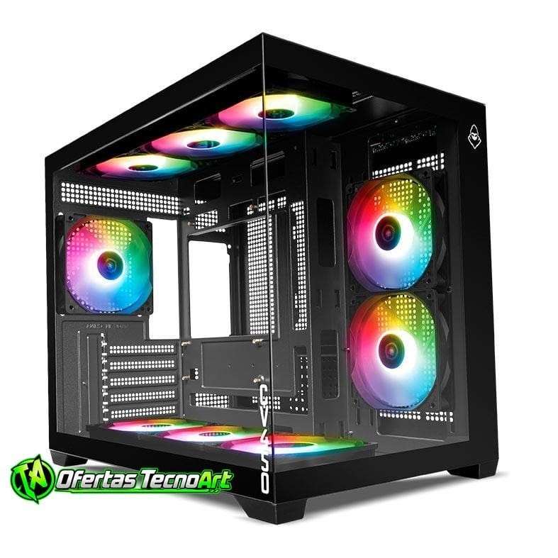 Gabinete Gamer Mancer CV450, Mini-Tower, Lateral de Vidro, Com 9 Fans, Preto, MCR-CV4509F-BK