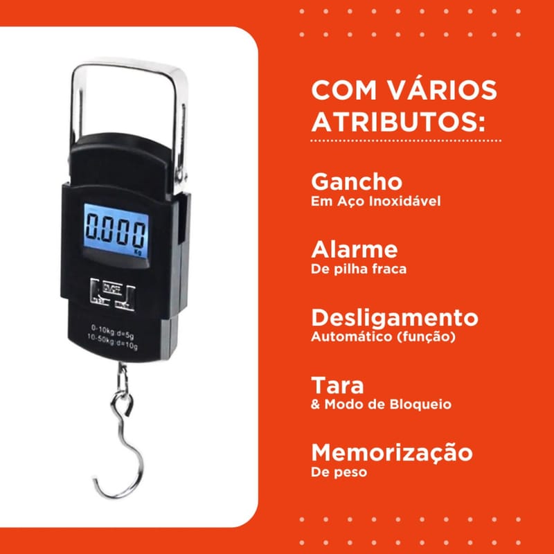 Balança De Mão Digital 50 KG com Pilhas - Mazzal